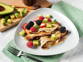 crepes with avocado chocolate hazelnut spread