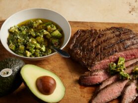 A photo of California Avocado and Hatch Chile Chimichurri